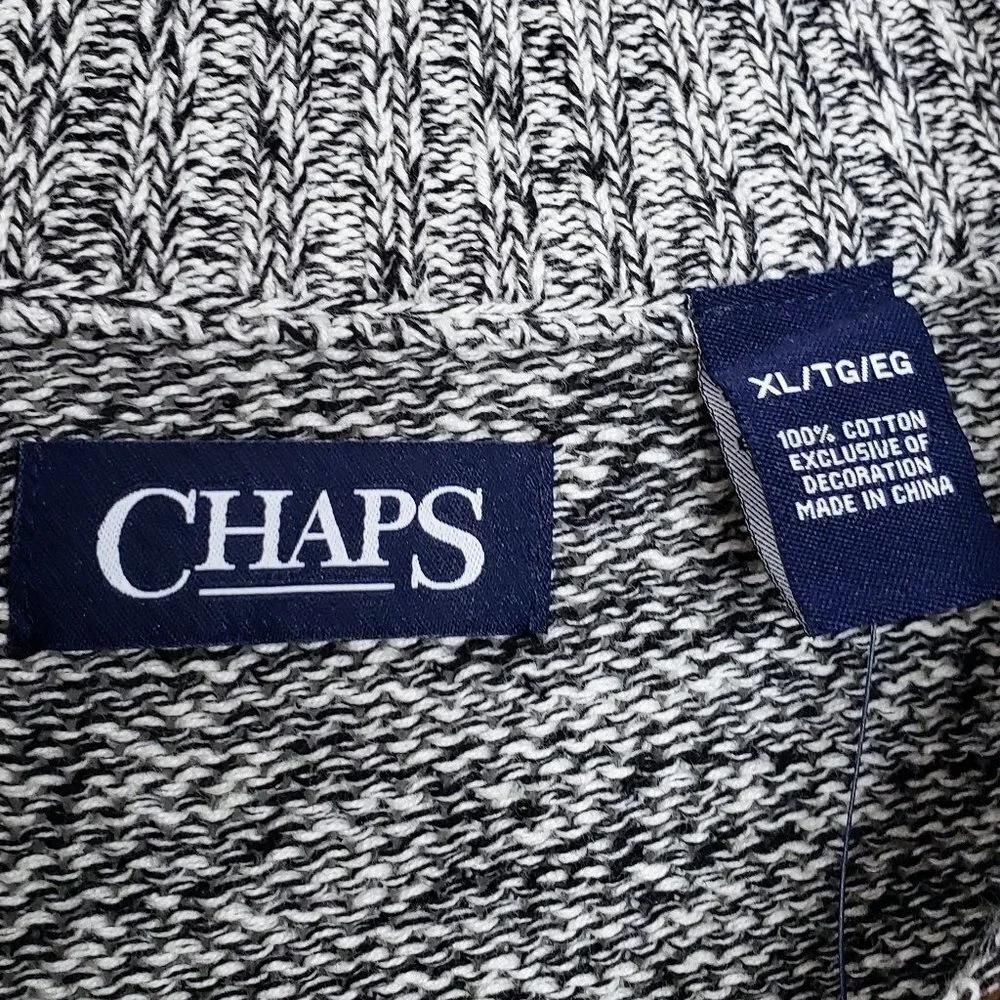 NWT Chaps Twist‎ Knit Mock Neck Sweater Men Two Tone Patch Elbow Preppy  XL